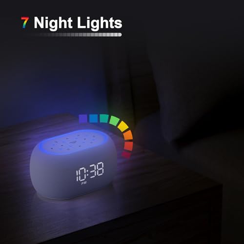 White Noise Sound Machine Alarm Clock with Bluetooth Speaker Q9962