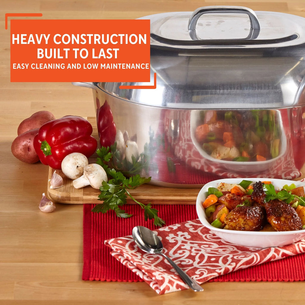 Cast Aluminum Oval Roaster Pan with Lid and Roasting Tray D325
