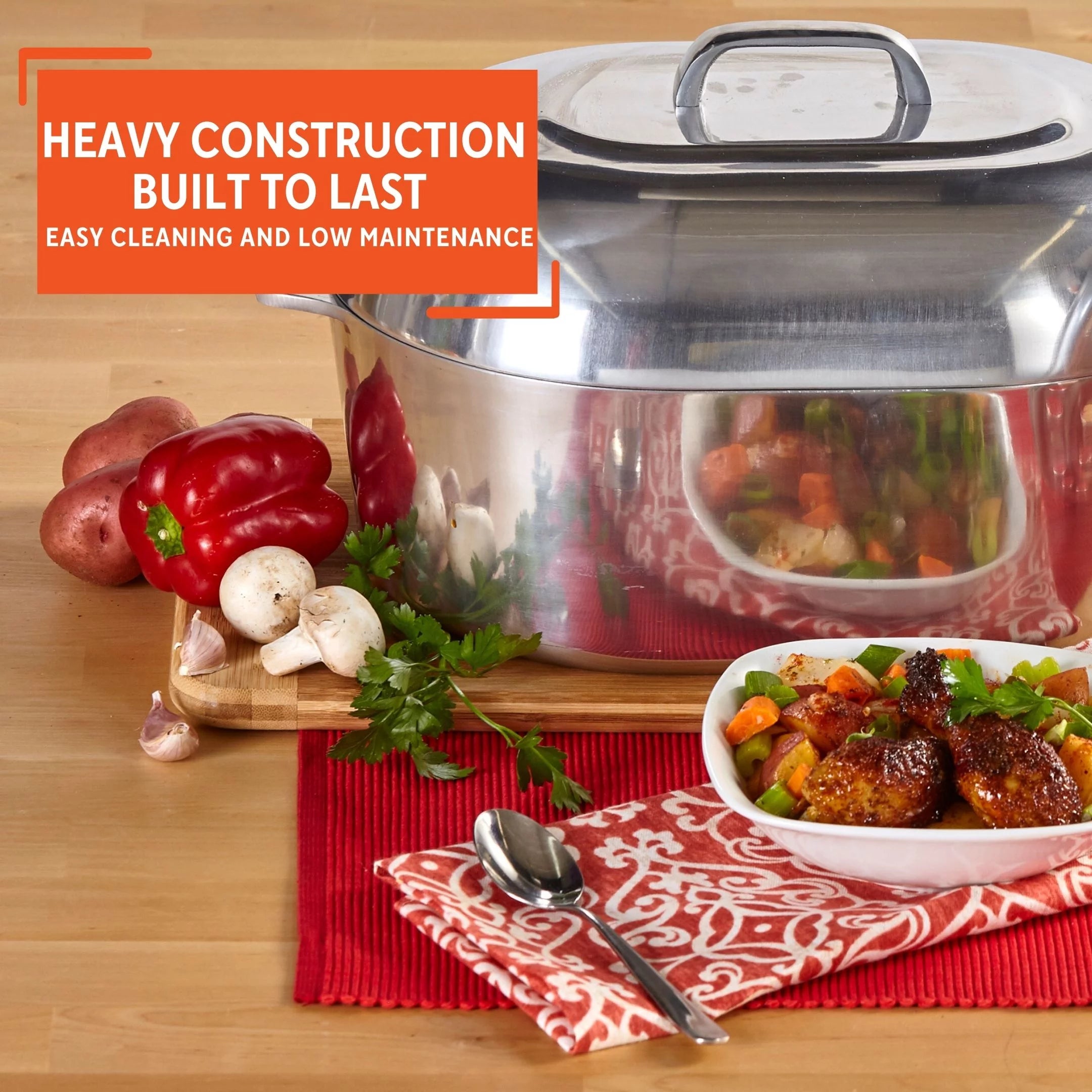 Cast Aluminum Oval Roaster Pan with Lid and Roasting Tray D325