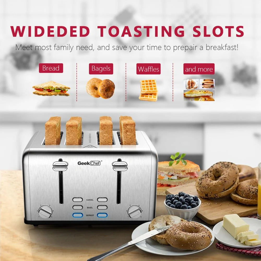 Stainless Steel 4-Slice Toaster with Extra-Wide Slots C973