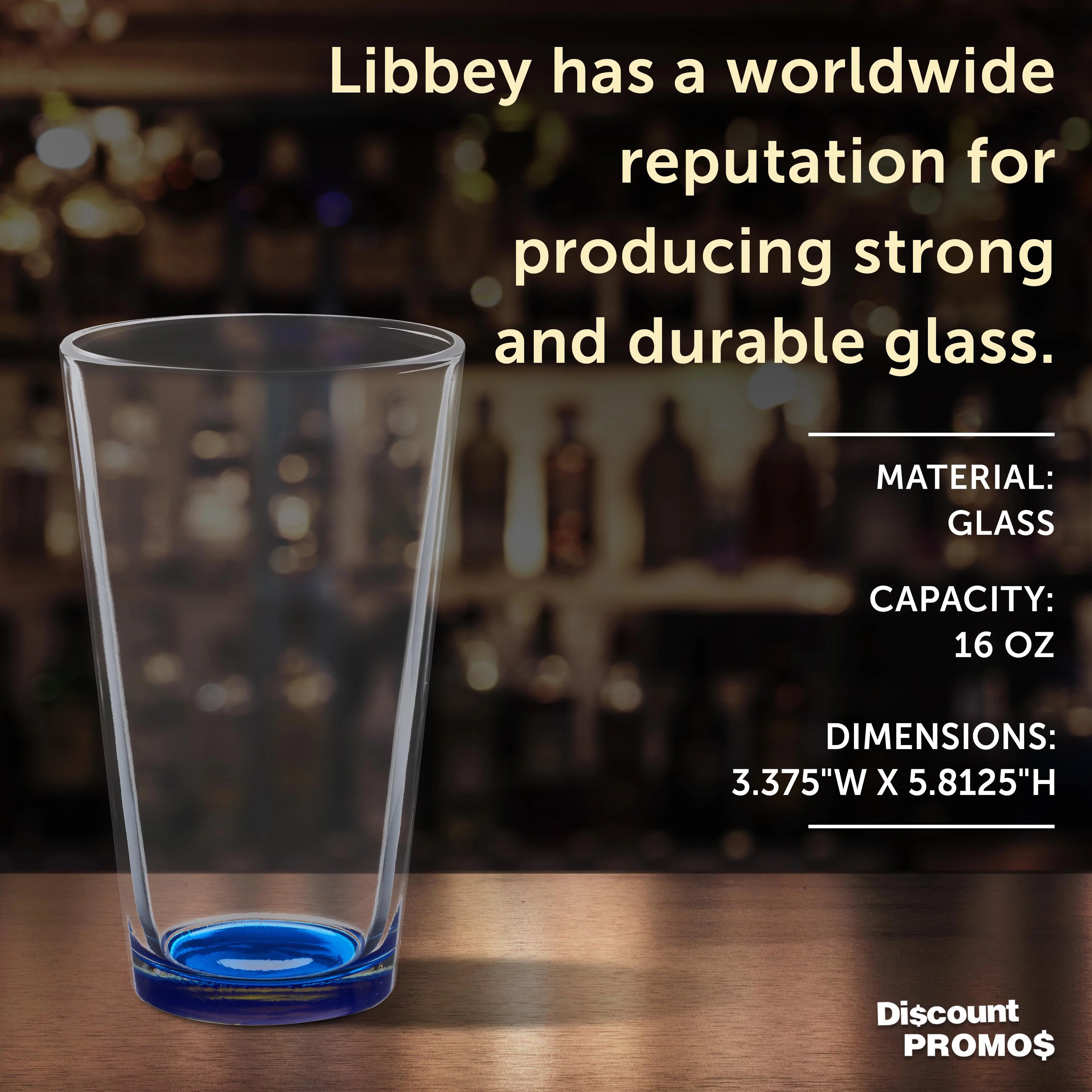 Heavy Duty Beer Pint Glasses 16 oz, Set of 10, Blue R95657