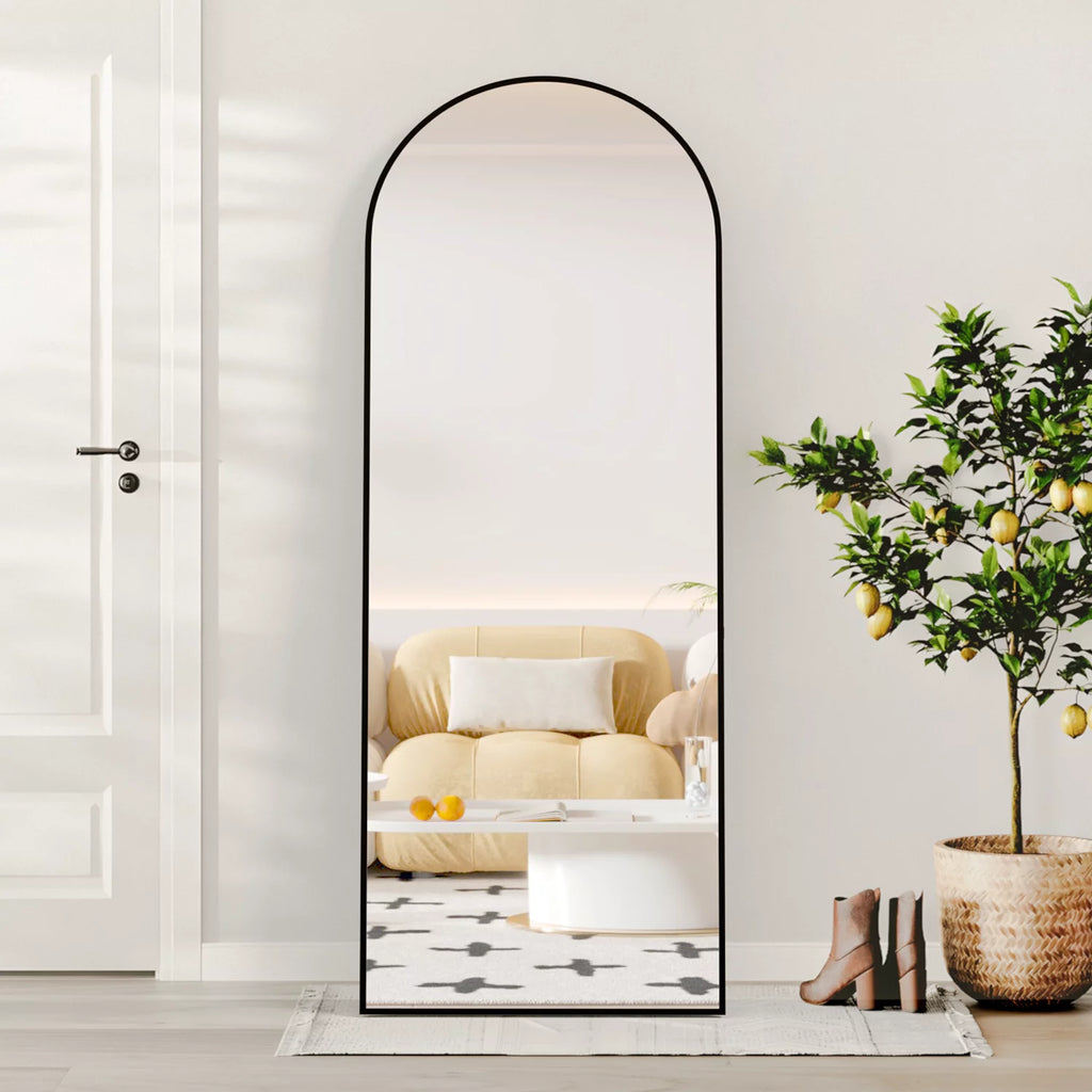 Arched Full Length Floor Mirror with Stand, 64" x 21" N164