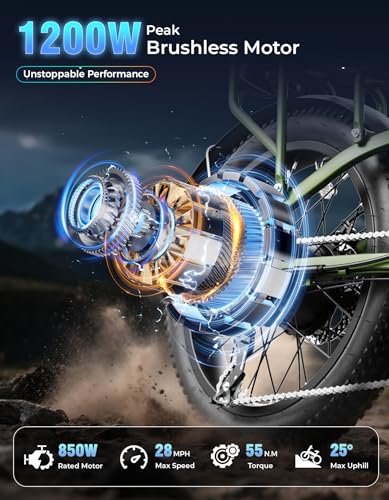 Folding Electric Bike for Adults, 1200W Peak Motor, 28MPH Max Speed, 48V 10AH Removable Battery, 20" Fat Tire M840673