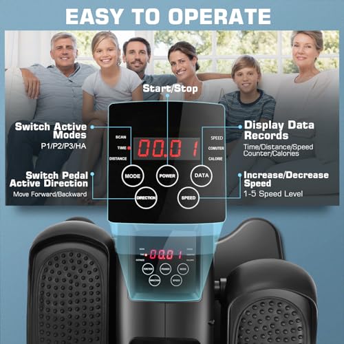 Under Desk Elliptical, Electric Leg Exerciser for Seniors Adults, Quiet Portable Seated Foot Pedal with Remote Control G7774