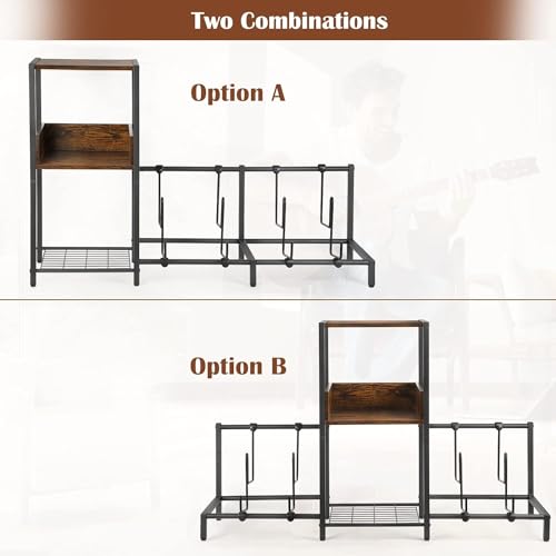 Guitar Rack, 3-Piece Floor Stand with Amp Support, Adjustable Holder for Multiple Instruments X487178