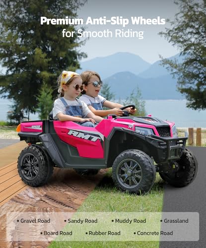 24V Ride on Car 2 Seater with Sun Shade, Dump Bed & Shovel, 4WD Electric Truck for Kids F44284