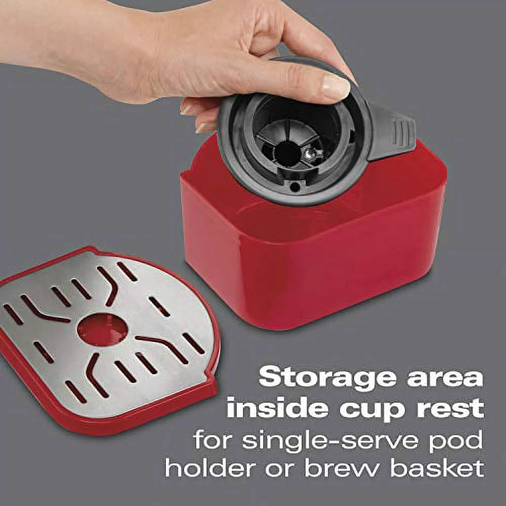 Single-Serve Coffee Maker for Pods or Ground Coffee, Red T20565