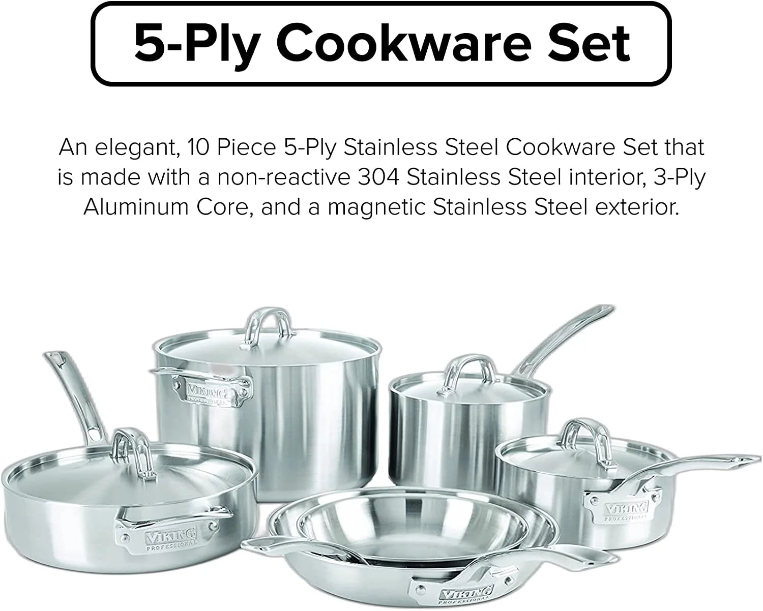 5-Ply Stainless Steel Cookware Set 10 Piece I443