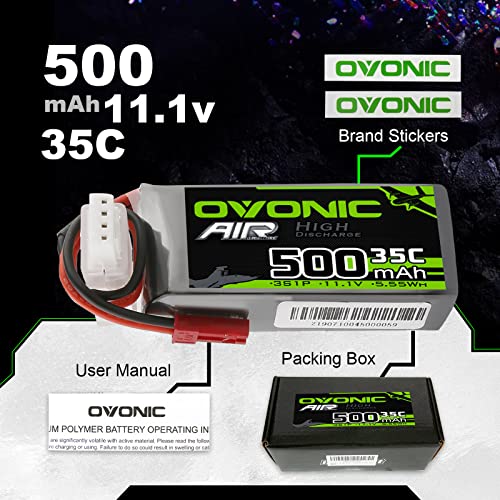3S 500mAh 11.1V Lipo Battery with JST Connector for RC Drone, 2 Pack W63815